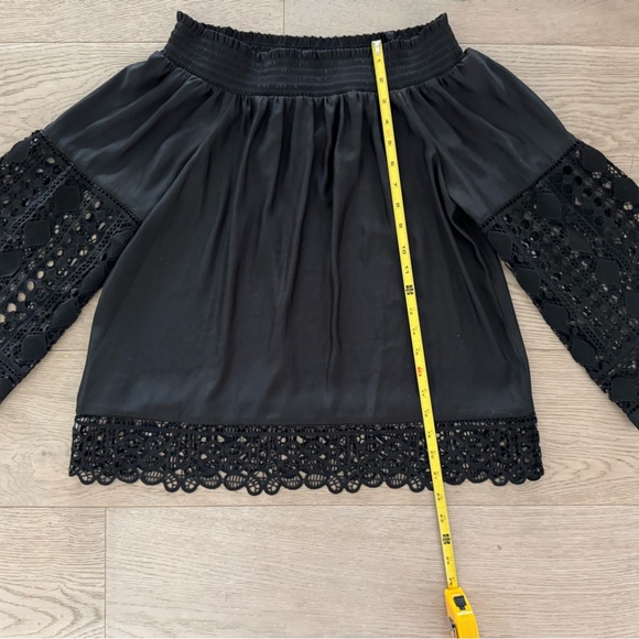 Ramy Brook Black Lace Trim Blouse size L - Picture 8 of 12